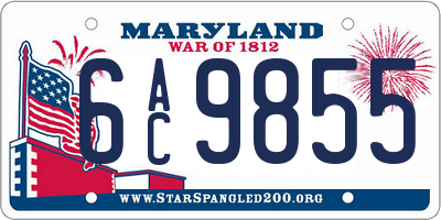 MD license plate 6AC9855
