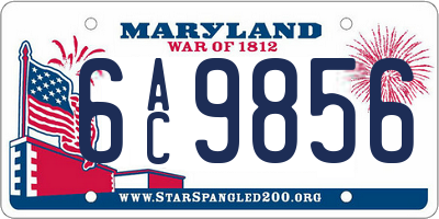 MD license plate 6AC9856
