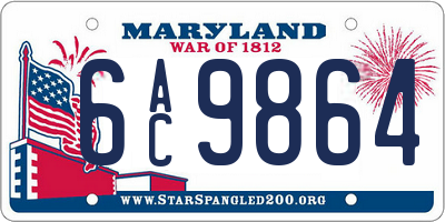 MD license plate 6AC9864