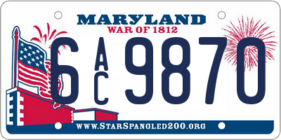 MD license plate 6AC9870