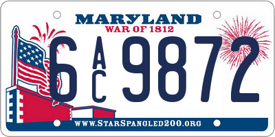 MD license plate 6AC9872