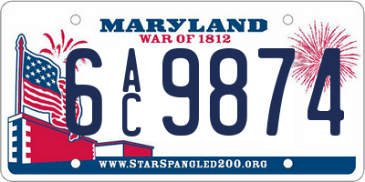 MD license plate 6AC9874