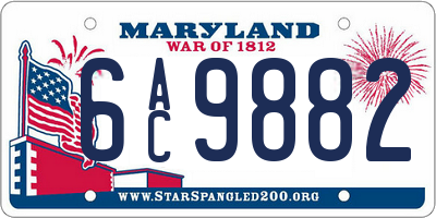 MD license plate 6AC9882