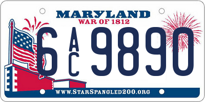 MD license plate 6AC9890