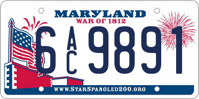 MD license plate 6AC9891