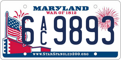 MD license plate 6AC9893