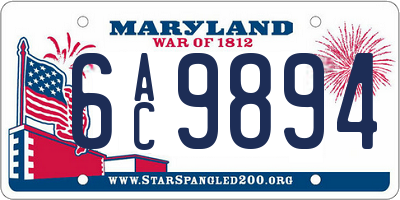 MD license plate 6AC9894