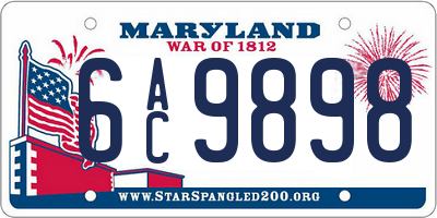 MD license plate 6AC9898