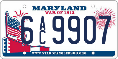 MD license plate 6AC9907