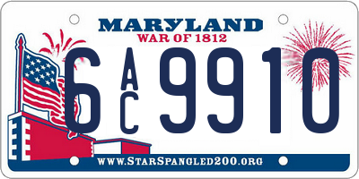 MD license plate 6AC9910