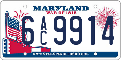 MD license plate 6AC9914
