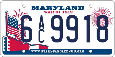 MD license plate 6AC9918
