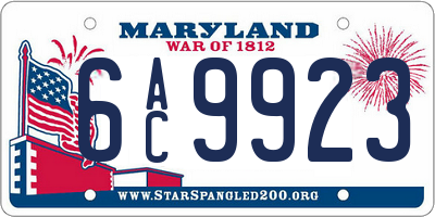 MD license plate 6AC9923