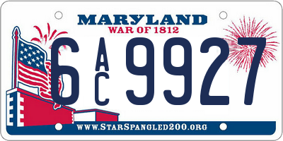 MD license plate 6AC9927