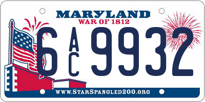 MD license plate 6AC9932