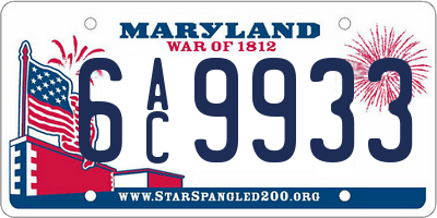 MD license plate 6AC9933