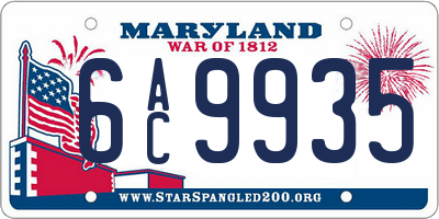 MD license plate 6AC9935