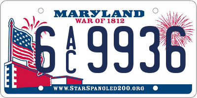 MD license plate 6AC9936