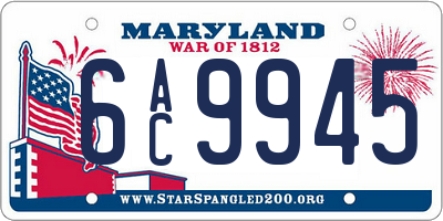 MD license plate 6AC9945