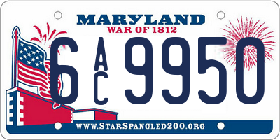 MD license plate 6AC9950