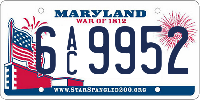 MD license plate 6AC9952