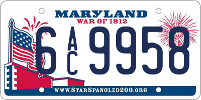 MD license plate 6AC9958