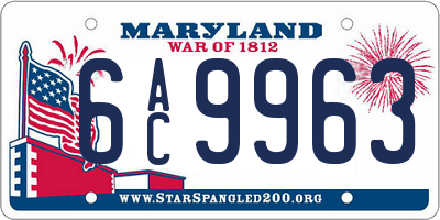 MD license plate 6AC9963