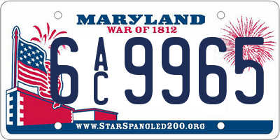 MD license plate 6AC9965