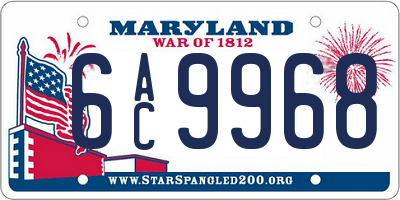 MD license plate 6AC9968