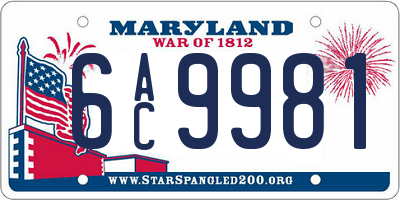 MD license plate 6AC9981