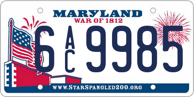 MD license plate 6AC9985