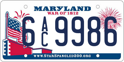 MD license plate 6AC9986