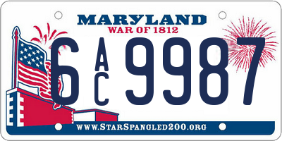 MD license plate 6AC9987