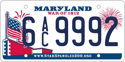 MD license plate 6AC9992