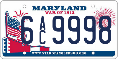 MD license plate 6AC9998