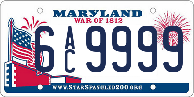 MD license plate 6AC9999