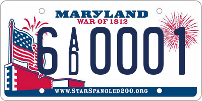 MD license plate 6AD0001