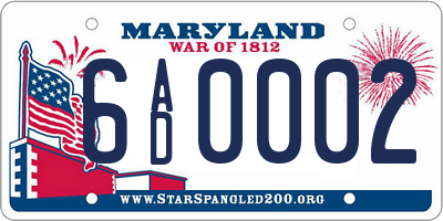 MD license plate 6AD0002