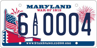 MD license plate 6AD0004