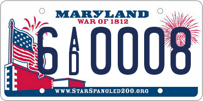 MD license plate 6AD0008