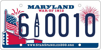 MD license plate 6AD0010