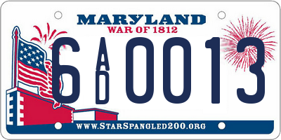 MD license plate 6AD0013