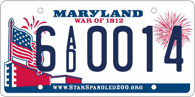 MD license plate 6AD0014