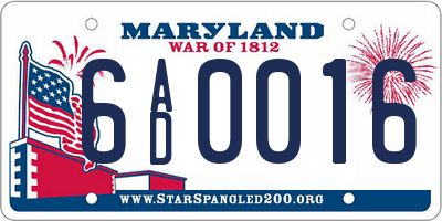 MD license plate 6AD0016