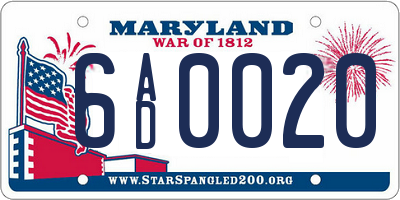 MD license plate 6AD0020