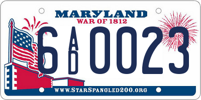 MD license plate 6AD0023