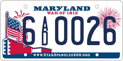 MD license plate 6AD0026