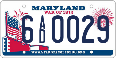 MD license plate 6AD0029