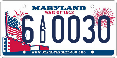 MD license plate 6AD0030