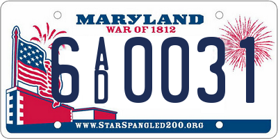 MD license plate 6AD0031